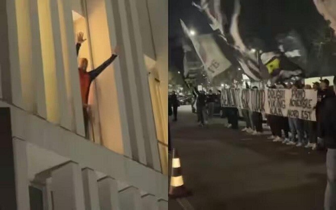 都體：尤文球迷來(lái)到酒店外支持新主帥，圖多爾向球迷們揮手致意