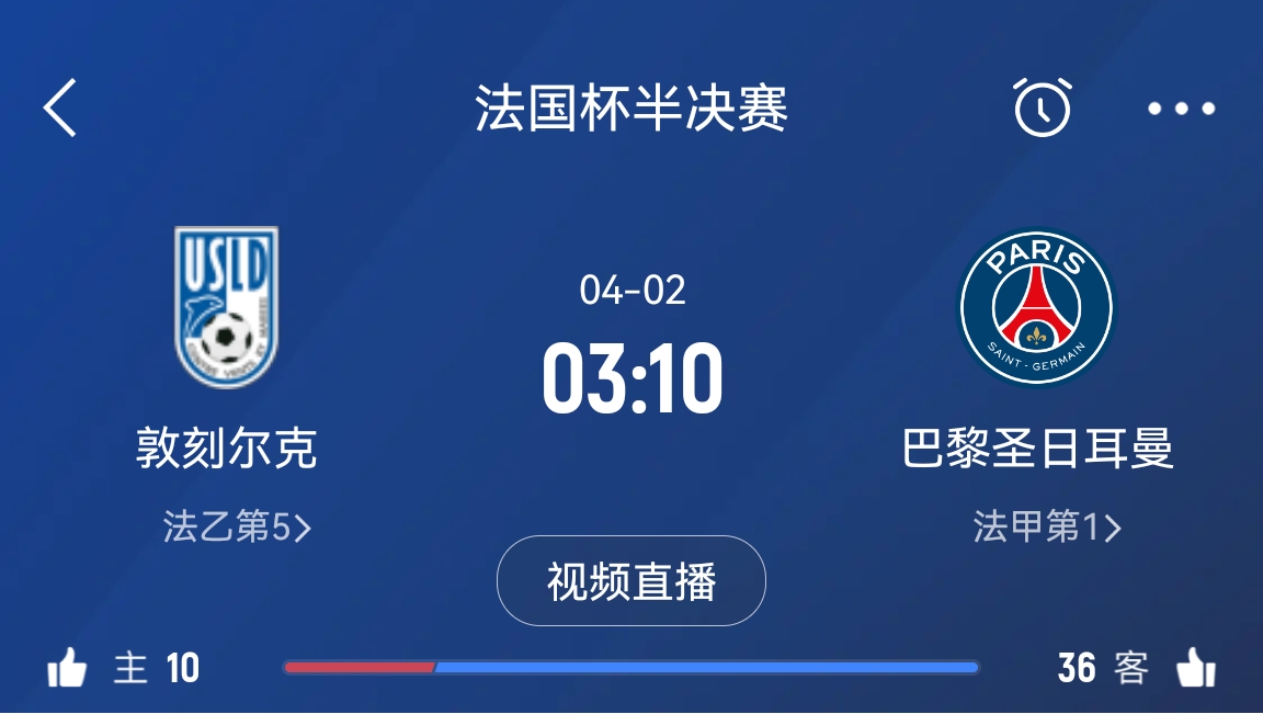 繼續(xù)大撤退？法國杯半決賽敦刻爾克挑戰(zhàn)巴黎，此前連續(xù)逆轉(zhuǎn)法甲隊